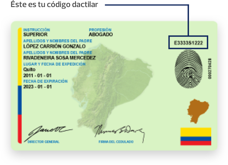 Ubicación del código dactilar en la cédula
